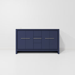 Navy Blue Double Bath Vanity 60 in. W x 20 in. D, with White Quartz Top