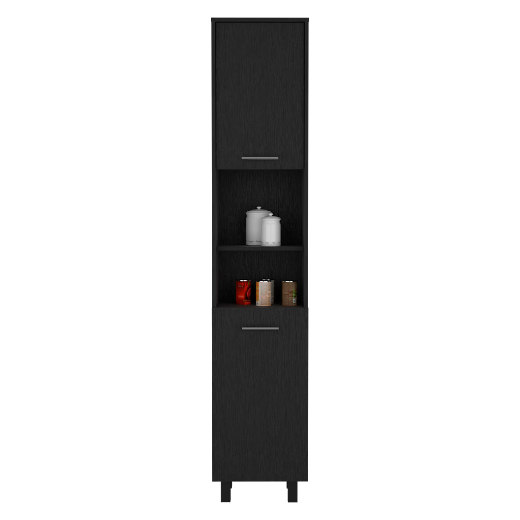 Pantry Cabinet Almada, Three Interior Shelves, Black Wengue Finish