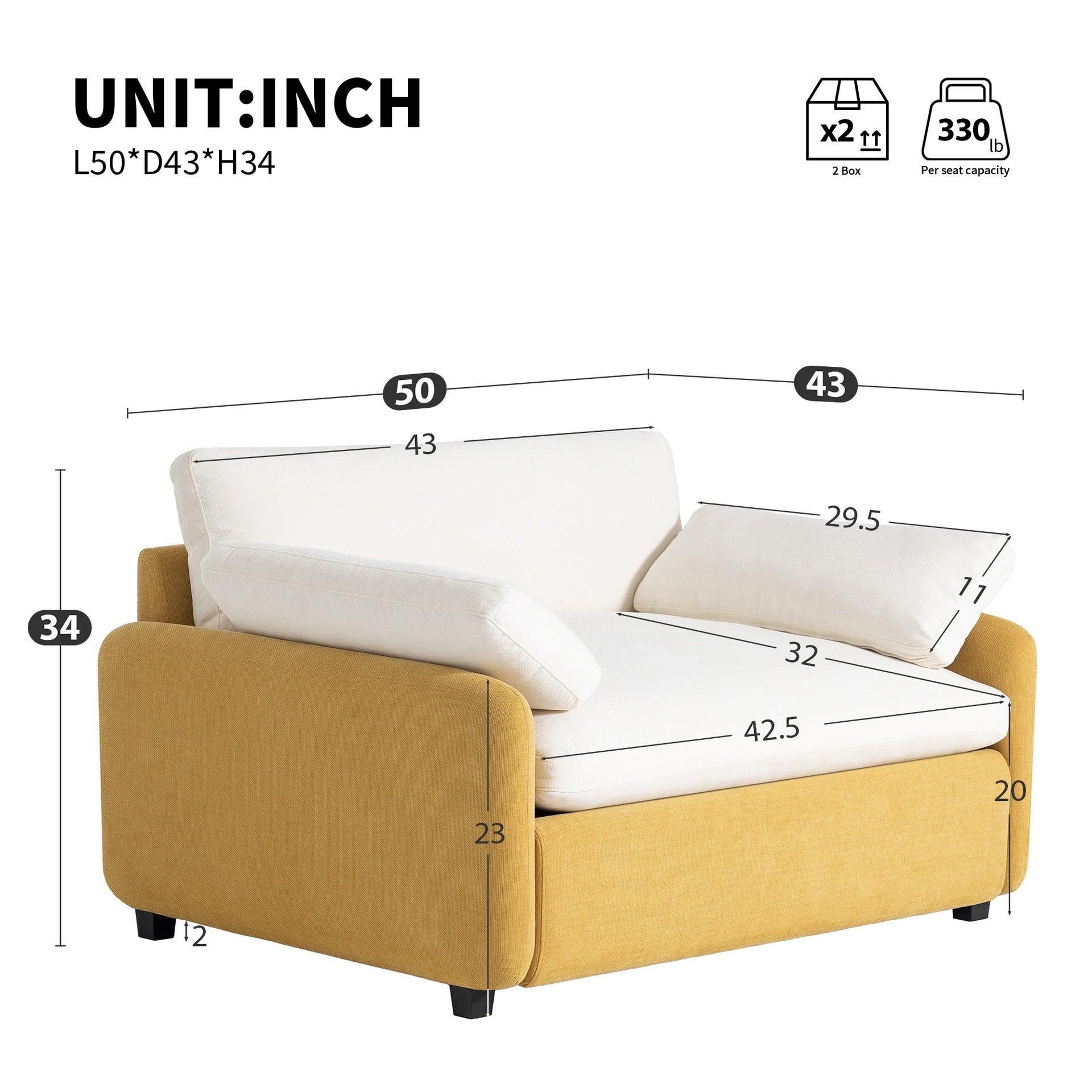 50*43" Oversized Chenille Single Sofa Chair, Wide and Deep Seat Accent Chair, Modern Upholstered Comfy Armchair, Couch Lounge with Pillows for Living Room&Apartment