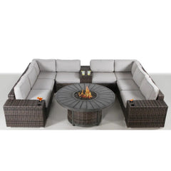 6-Person Wicker Patio Seating Group with Cushions – No Assembly Required