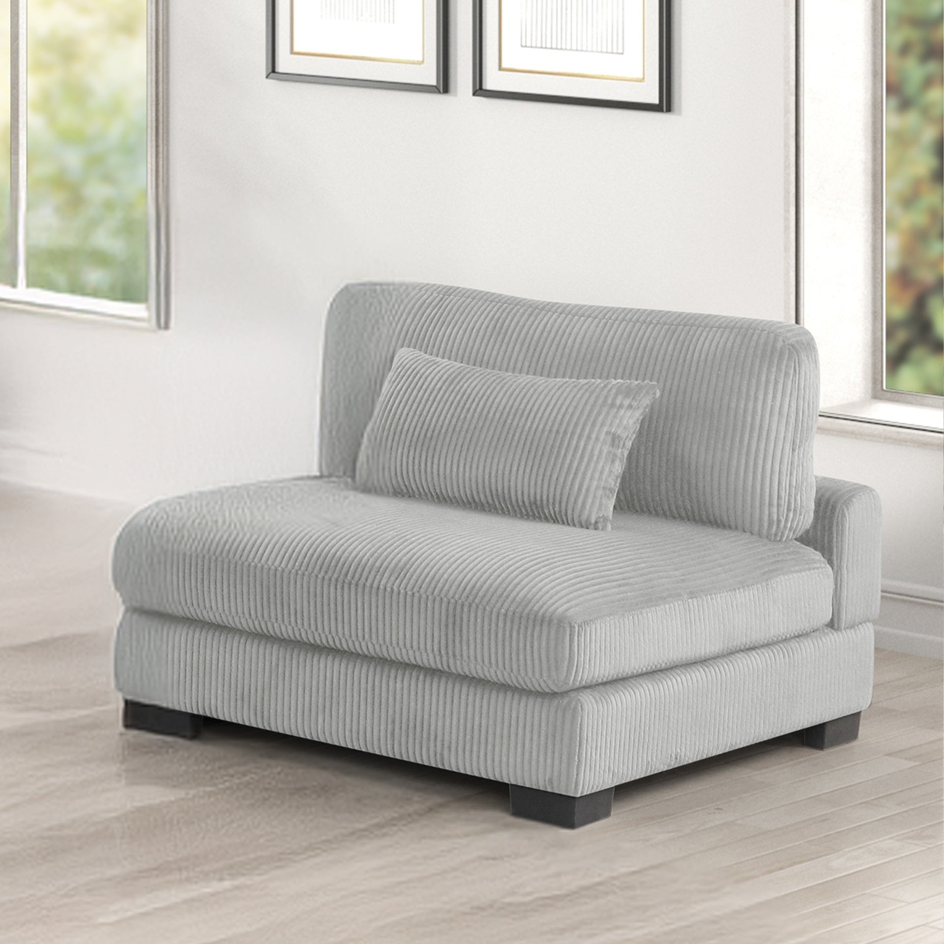 Bentley modern style Corduroy fabric upholstered ARMLESS CHAIR made with wood frame in Gray (NJ Warehouse inventory)