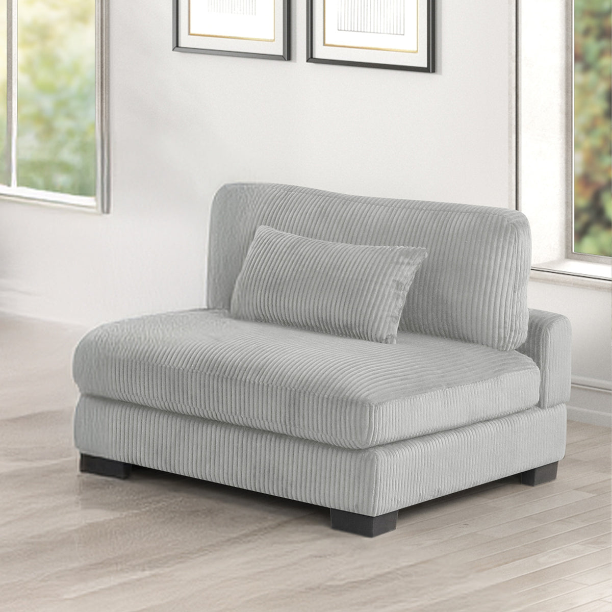 Bentley modern style Corduroy fabric upholstered ARMLESS CHAIR made with wood frame in Gray (NJ Warehouse inventory)
