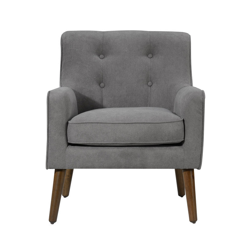 Ruggiero 25"W Mid Century Modern Gray Woven Fabric Tufted Armchair