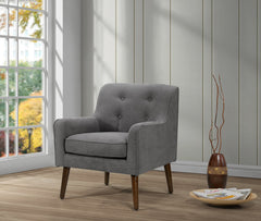 Ruggiero 25"W Mid Century Modern Gray Woven Fabric Tufted Armchair