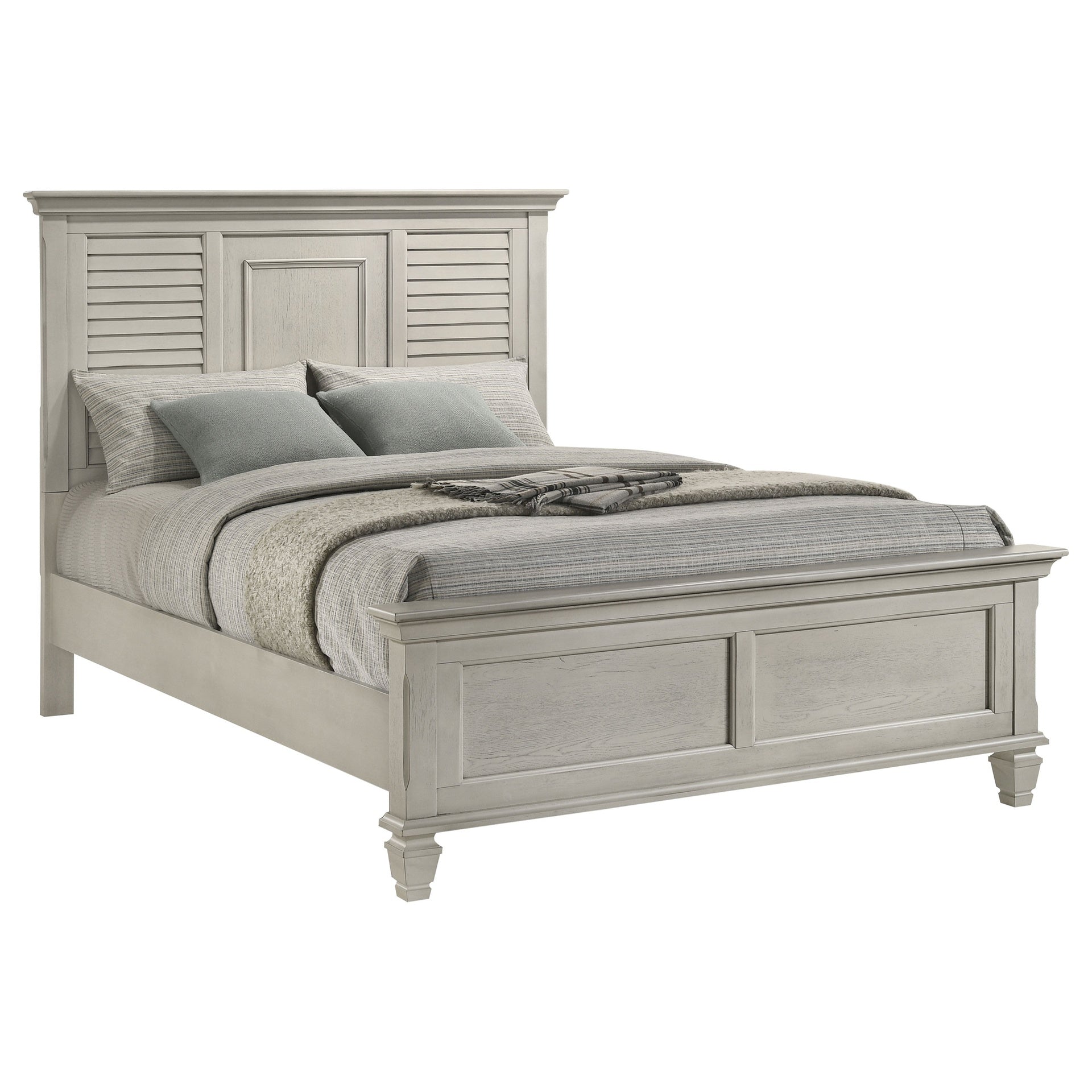Hazelwood Distressed White Queen Panel Bed