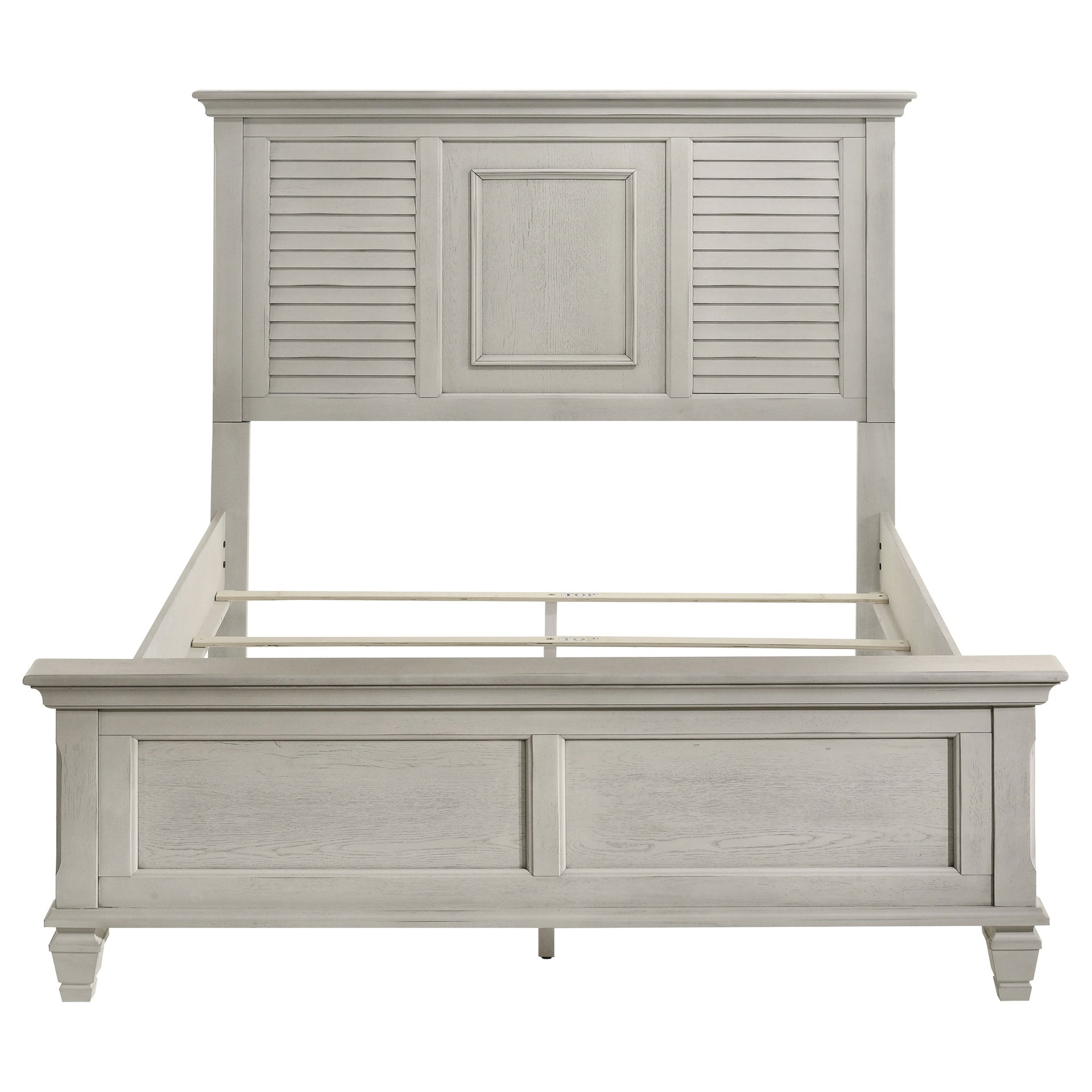 Hazelwood Distressed White Queen Panel Bed