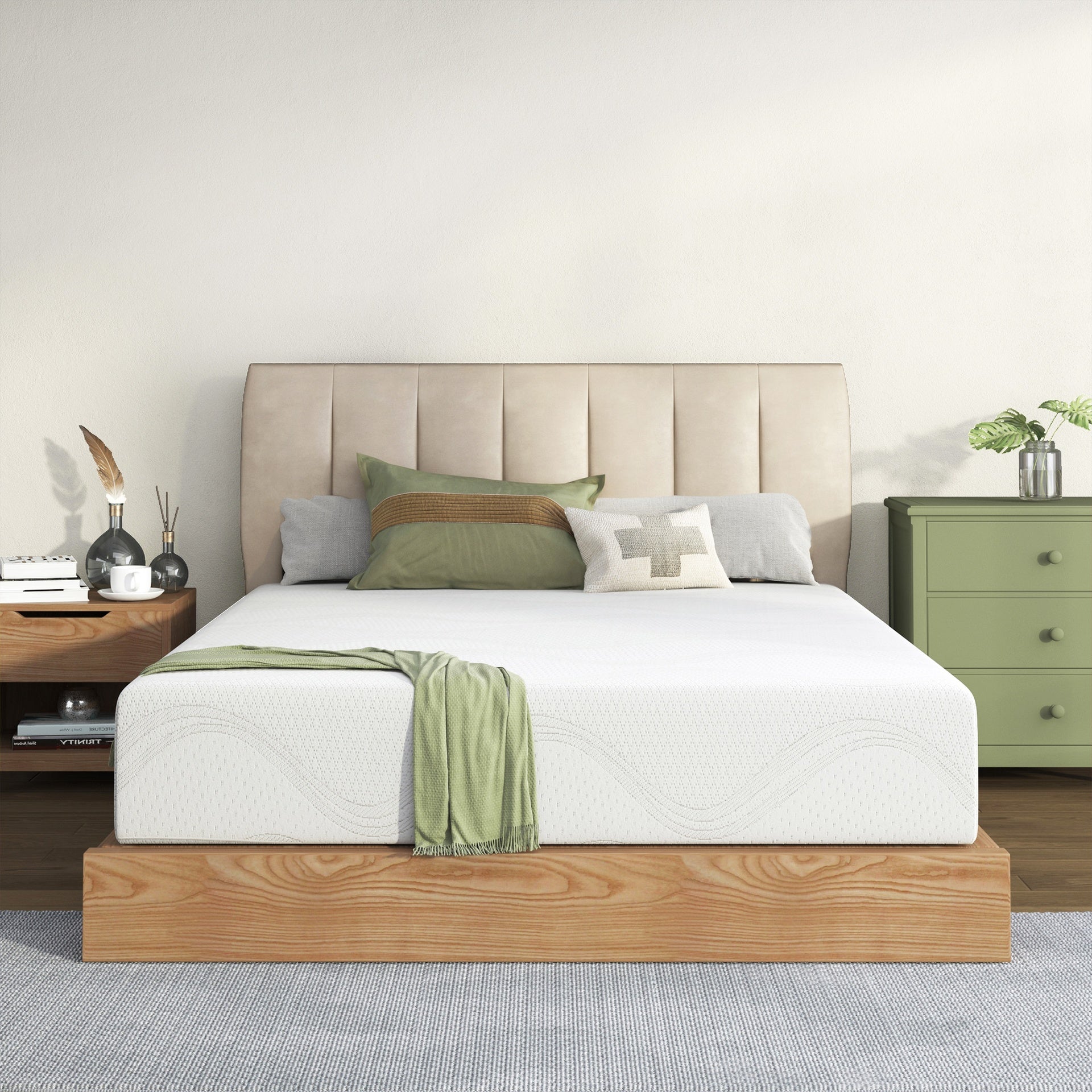 Full Size Memory Foam Mattress,10 Inch Bed Mattress,with Cooling Green Tea Gel, CertiPUR-US Certified,White