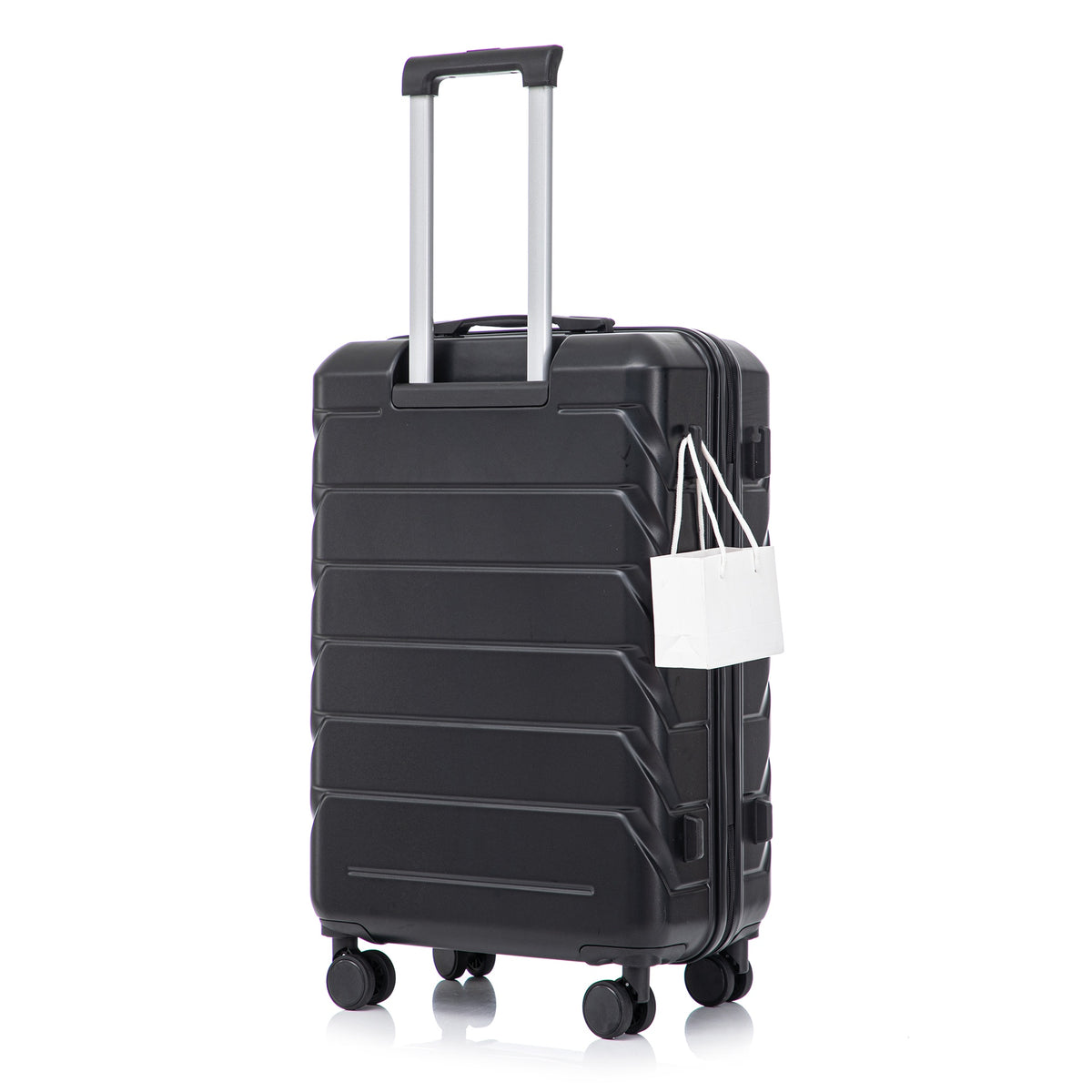 28 Inch ABS Hard Shell Large Travel Checked Luggage - Scratch Resistant Surface Four Multi-Directional Wheels,  With Combination Lock and Side Hooks .(Black)