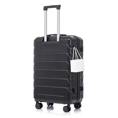 28 Inch ABS Hard Shell Large Travel Checked Luggage - Scratch Resistant Surface Four Multi-Directional Wheels,  With Combination Lock and Side Hooks .(Black)