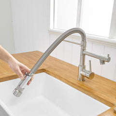 Commercial Style Kitchen Faucet with Pull Down Sprayer, Brushed Nickel Commercial Kitchen Faucet, Spring Kitchen Faucet, Kitchen Sink Faucet