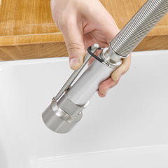 Commercial Style Kitchen Faucet with Pull Down Sprayer, Brushed Nickel Commercial Kitchen Faucet, Spring Kitchen Faucet, Kitchen Sink Faucet