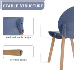 Holiday - 4-Pack Grey Blue Chairs – Red Oak Wood Legs & PP Seat, Indoor Dining & Living Room Furniture Set