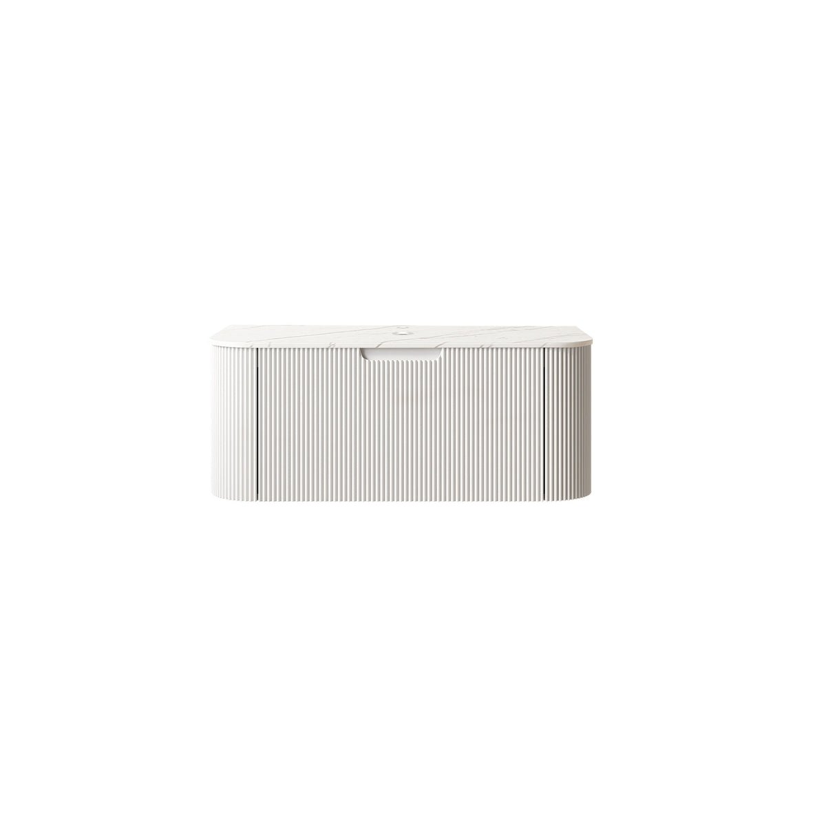 DINA 36'' Wall Mounted Plywood Cabinet with Carrara White Sintered Stone Countertop, One Drawer, NO Basin, NO Faucet and Drain, White Color (New SKU)