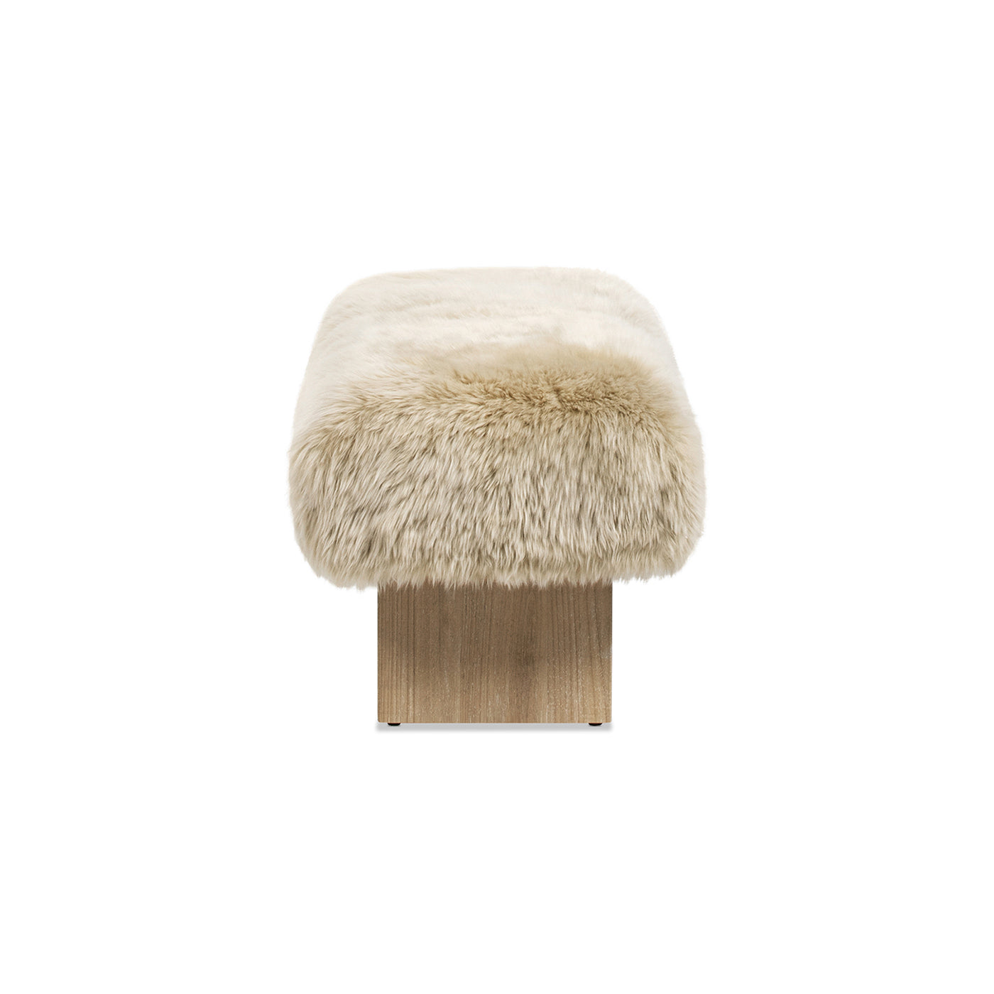 Leda 49" Sheepskin Fur Rectangular Accent Bench, Natural Blonde Genuine Fur