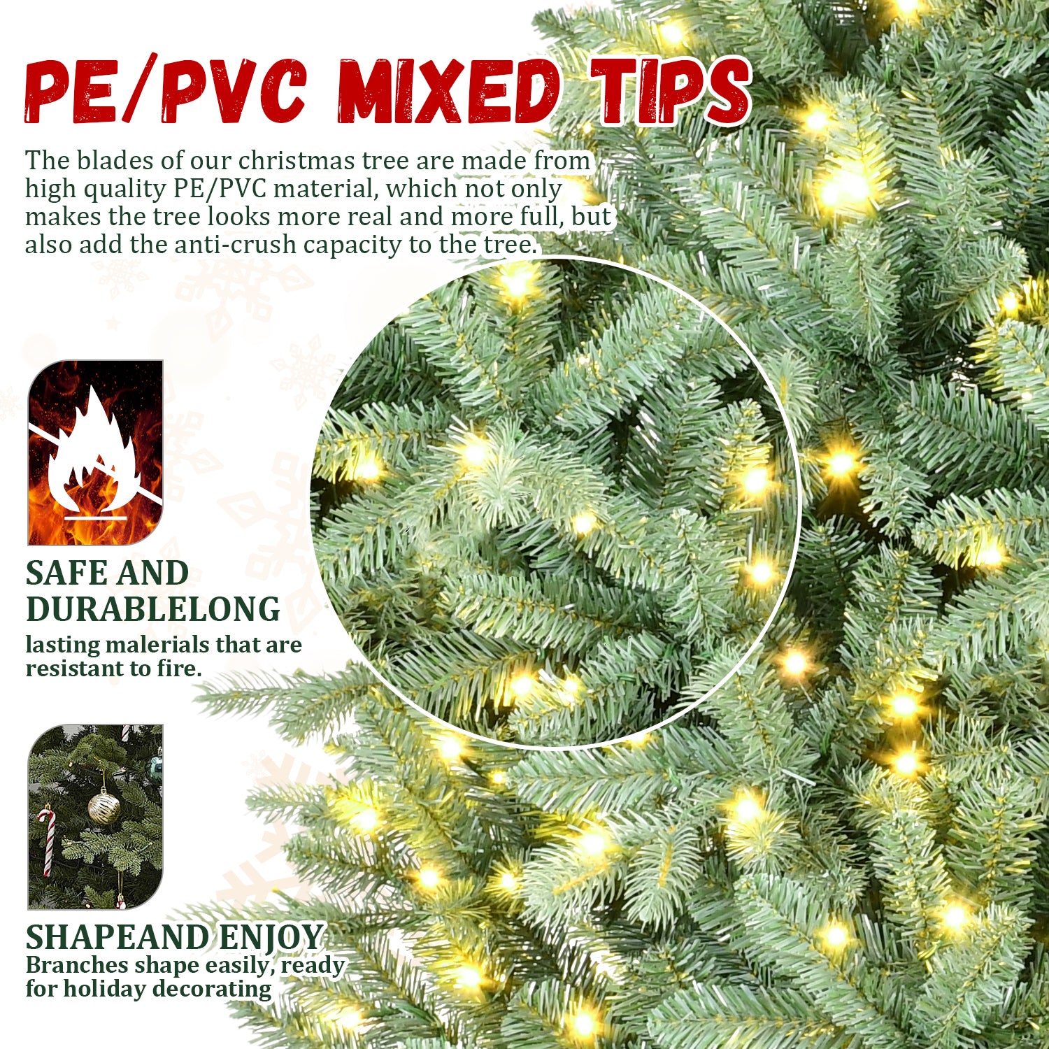 7FT Blue-Green Tint Pre-Lit Christmas Tree with 700 Warm White LED Lights – 2518 PE+PVC Tips, Hinged Branches for Easy Setup, Sturdy Metal Stand, Unique Holiday Decoration