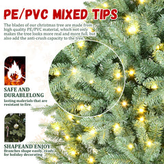 7FT Blue-Green Tint Pre-Lit Christmas Tree with 700 Warm White LED Lights – 2518 PE+PVC Tips, Hinged Branches for Easy Setup, Sturdy Metal Stand, Unique Holiday Decoration