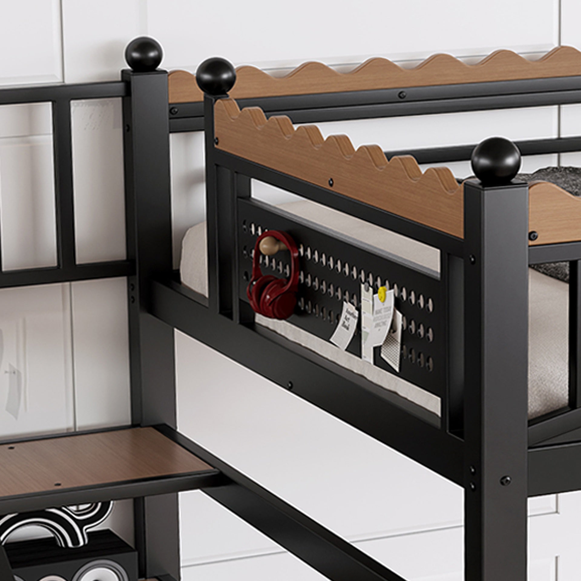 Full Size Loft Bed with Storage Stairs, Metal Loft Beds Frame with Storage Shelves and bookshelf, Loft Bed for Bedroom, Guest, Dorms, Black