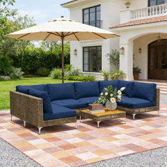 Modular Outdoor Sectional Furniture Set,Durable Conversation Set,7 Piece Wicker Patio Furniture Set