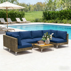 Modular Outdoor Sectional Furniture Set,Durable Conversation Set,7 Piece Wicker Patio Furniture Set