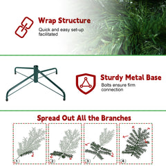 6FT Green Pencil Christmas Tree with 150 Warm White LED Lights – Slim PVC Tree with 358 Tips, Compact Design, Stable Metal Stand, Easy to Assemble
