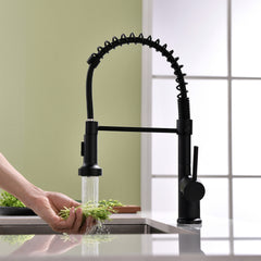 Commercial Black Kitchen Faucet with Pull Down Sprayer, Single Handle Single Lever Kitchen Sink Faucet