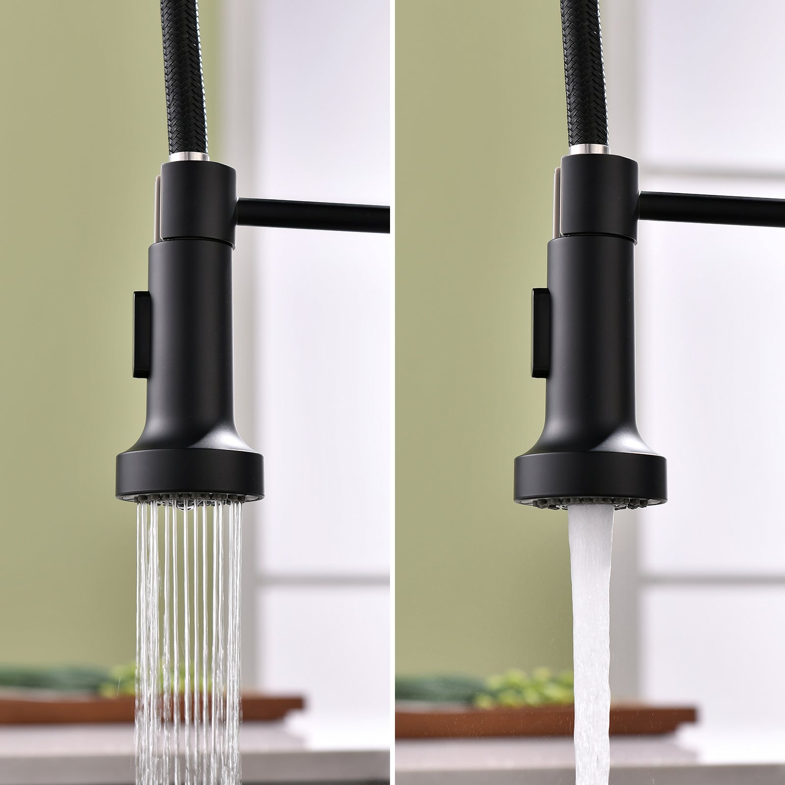 Commercial Black Kitchen Faucet with Pull Down Sprayer, Single Handle Single Lever Kitchen Sink Faucet