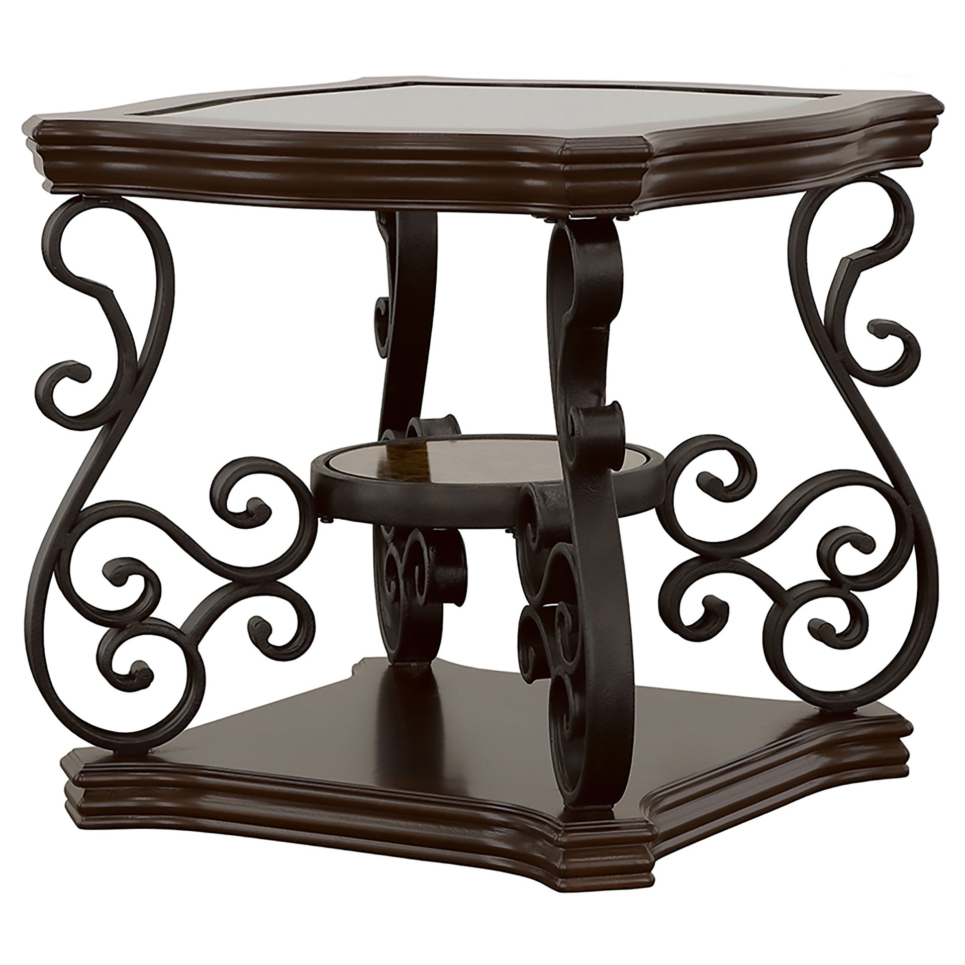 Bianca Merlot 2-Shelf Glass Top End Table