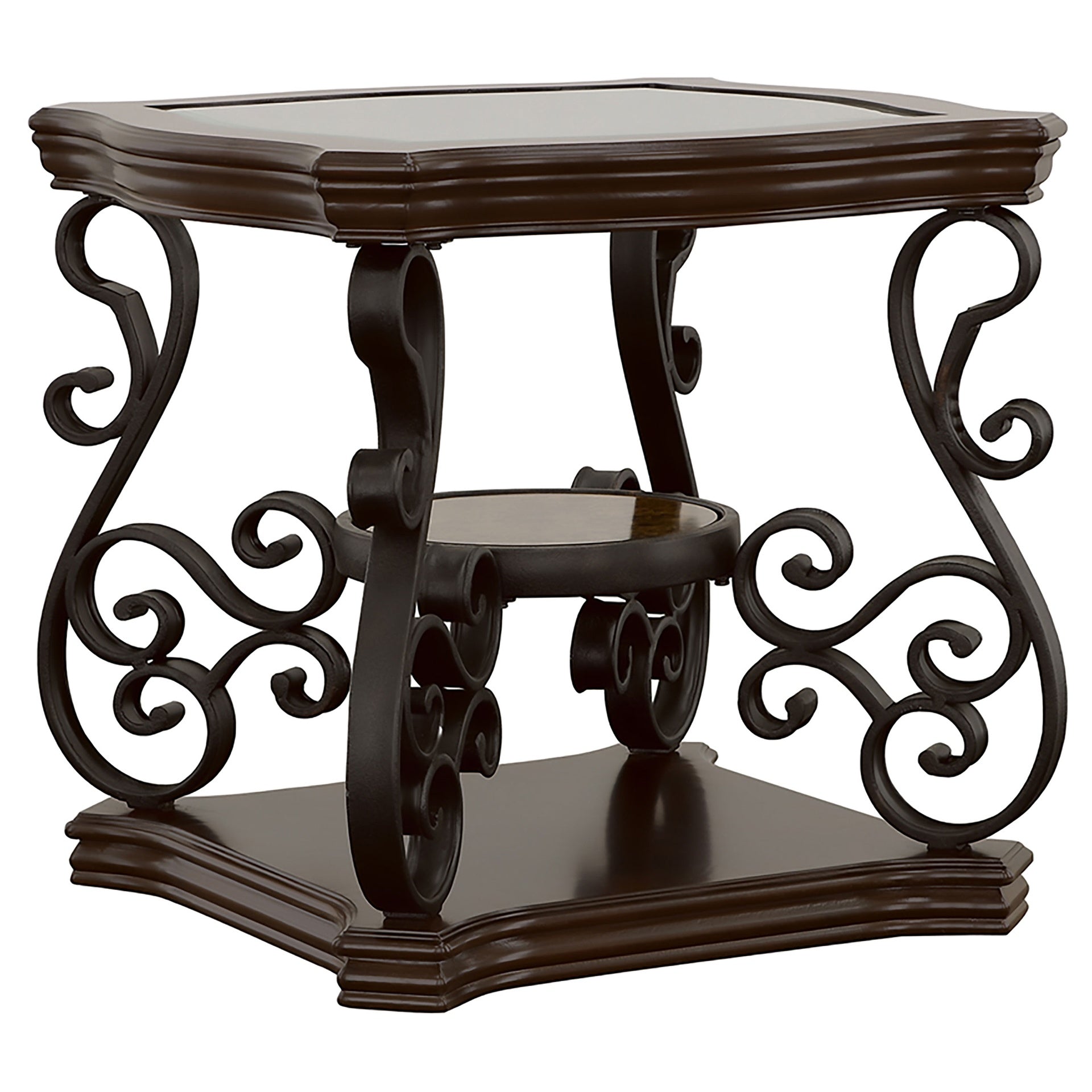 Bianca Merlot 2-Shelf Glass Top End Table