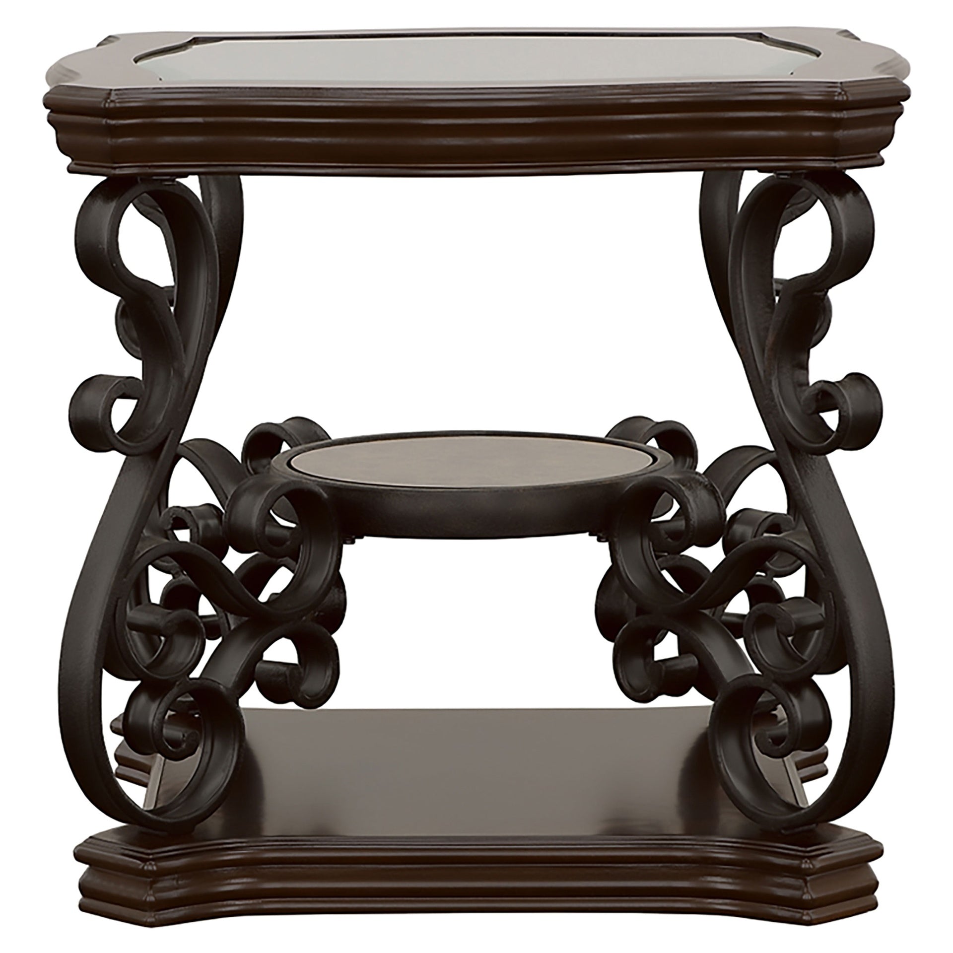Bianca Merlot 2-Shelf Glass Top End Table