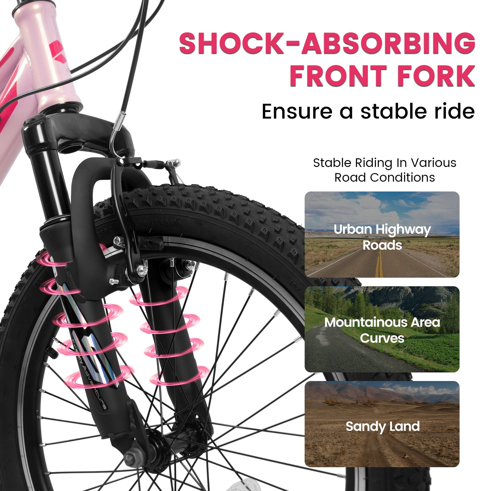 A20261 20 inch Children's Bicycle, Shock Absorbing Front Fork, 7 - Speed, V - brakes, Mountain Tire, Boys and Girls Kids Bike for Outdoor Adventure