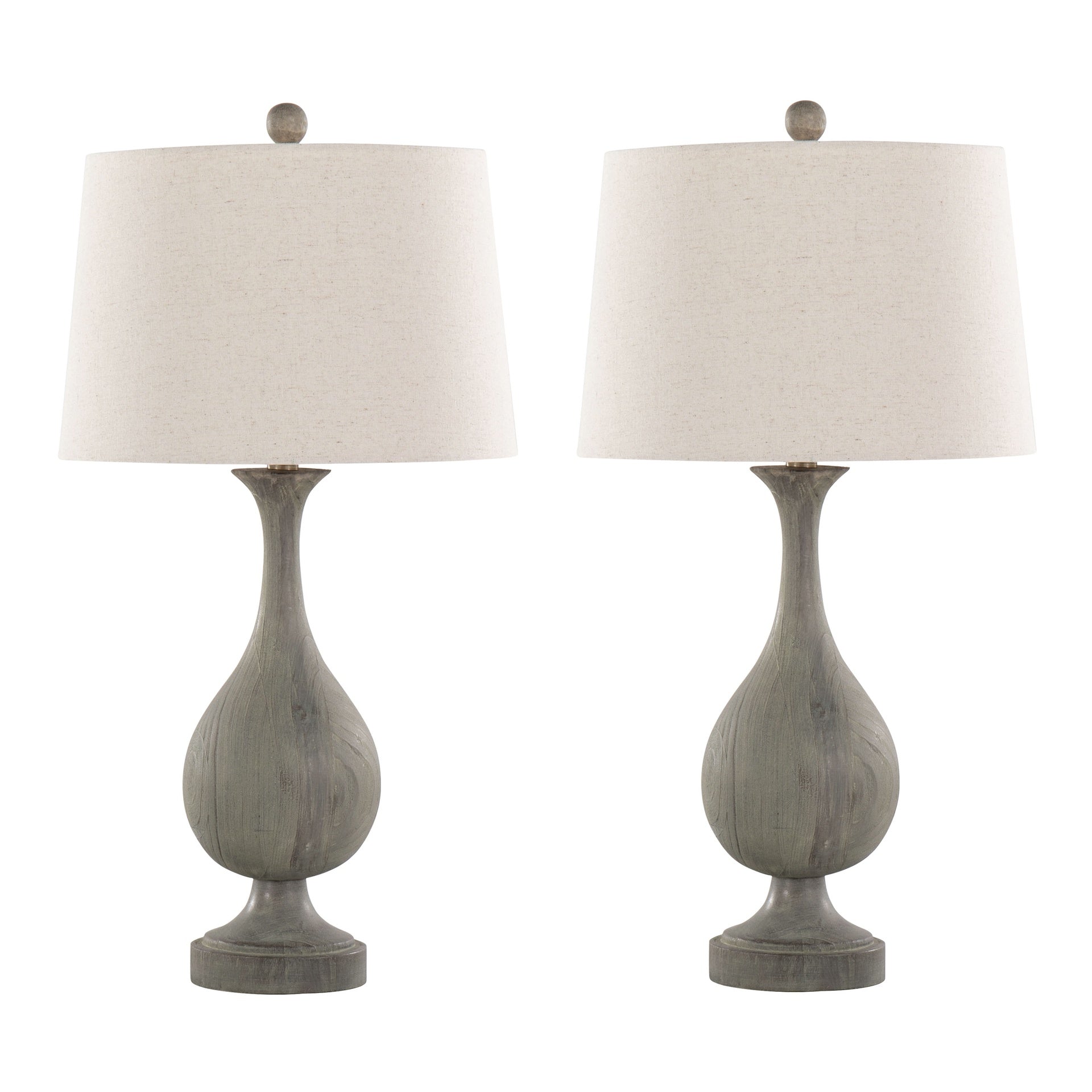 Cipolla Poly 29" Farmhouse Polyresin Table Lamp in Acid Dusty Wood Poly, Antique Soft Brass and Natural Linen Shade from Grandview Gallery by LumiSource - Set of 2