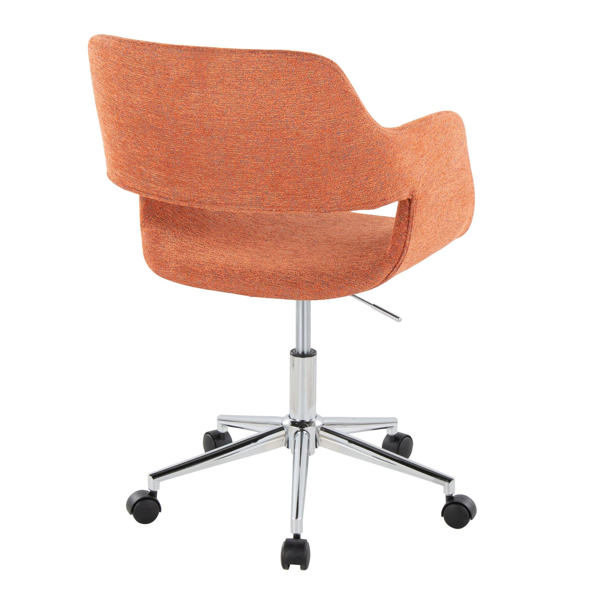 Margarite Contemporary Task Chair in Chrome Metal and Orange Fabric by LumiSource