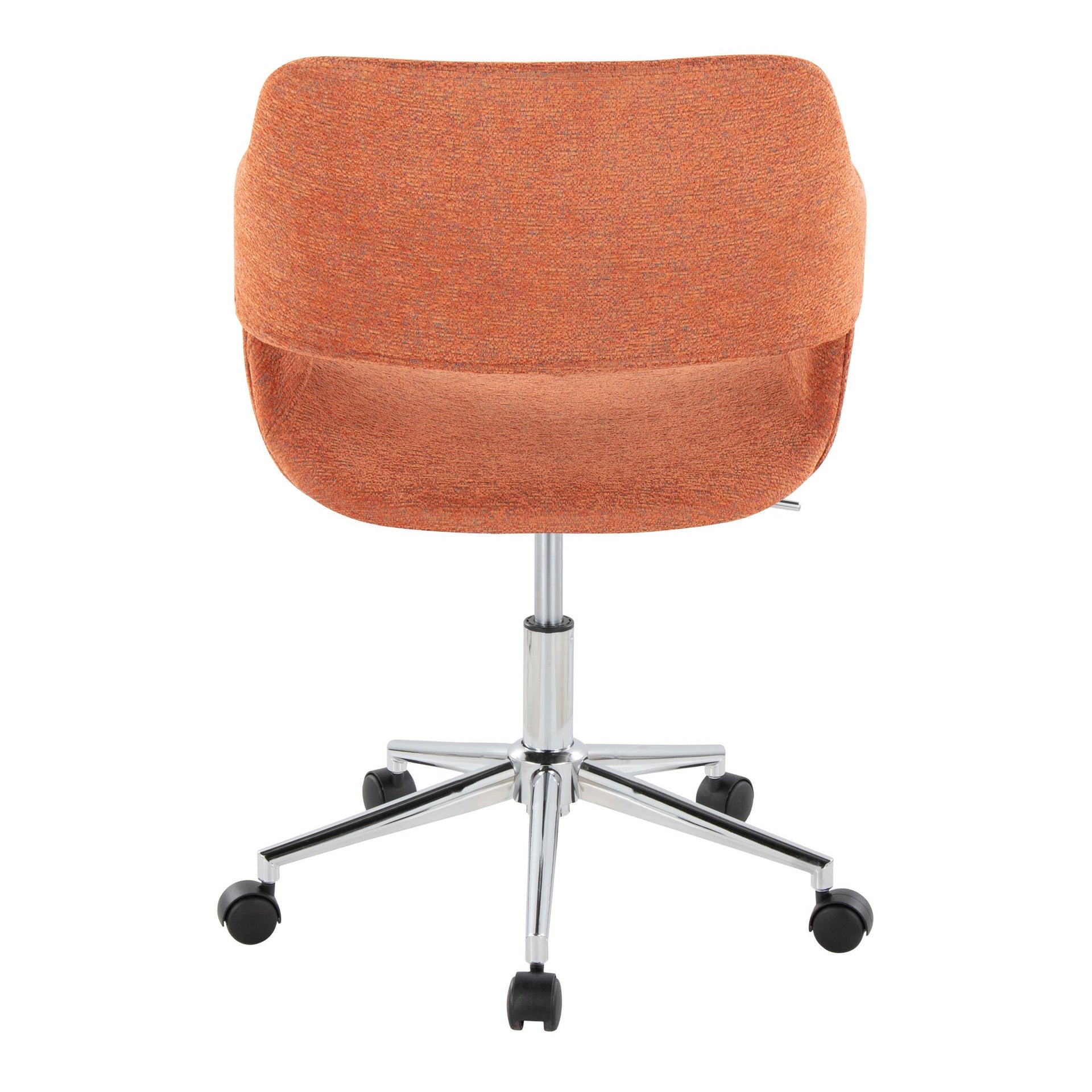 Margarite Contemporary Task Chair in Chrome Metal and Orange Fabric by LumiSource