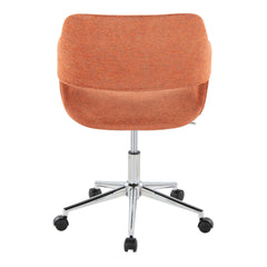 Margarite Contemporary Task Chair in Chrome Metal and Orange Fabric by LumiSource