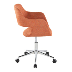 Margarite Contemporary Task Chair in Chrome Metal and Orange Fabric by LumiSource