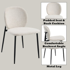 Klaus White Boucle & Black Finish Side Chair (Set of 2)