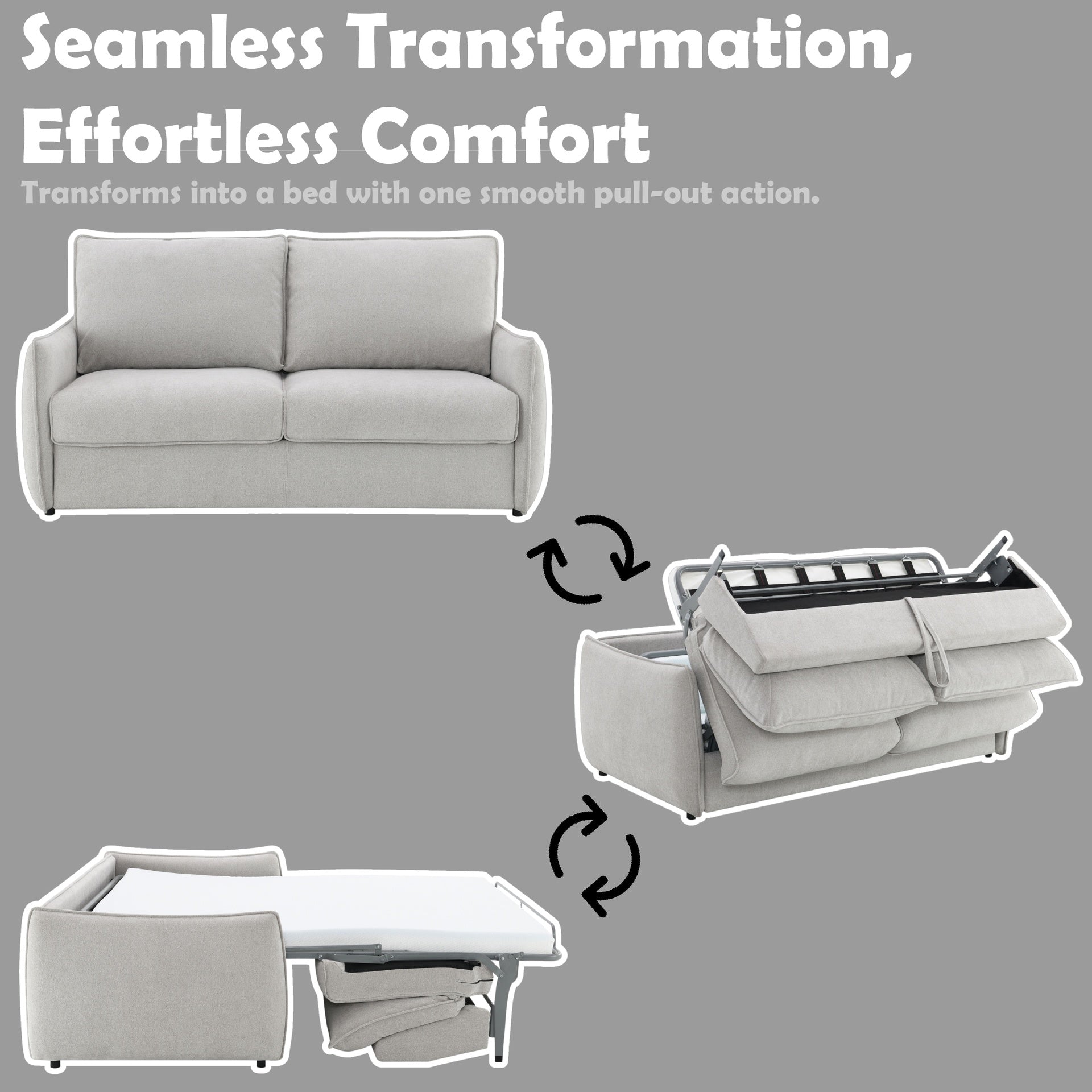 Jinn Beige Chenille Sofa w/Sleeper