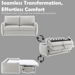 Jinn Beige Chenille Sofa w/Sleeper