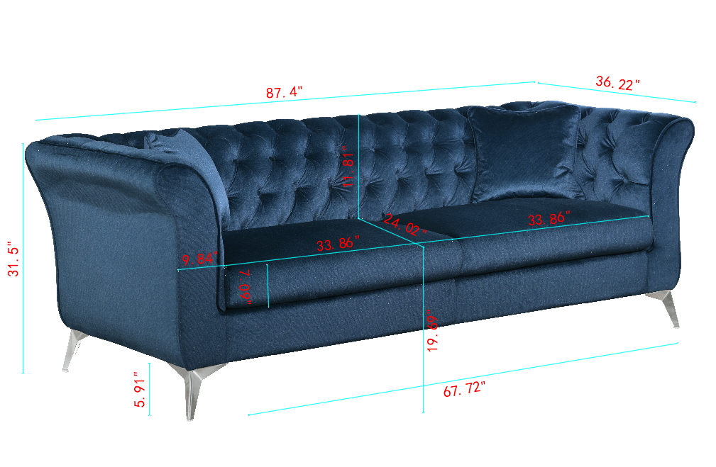Chesterfield sofa ,Stanford sofa ,  high quality Chesterfield sofa ,AZURE BLUE, tufted and wrinkled fabric  sofa;contemporary Stanford sofa .loverseater; tufted sofa with scroll  arm and scroll back