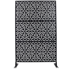 Outdoor & Indoor Privacy Screen Metal Privacy Screen 76" H×48" W, Freestanding Decorative Privacy Screen for Deck Balcony Patio, Privacy Fence Panels for Outside Lawn Garden PS115 BLACK