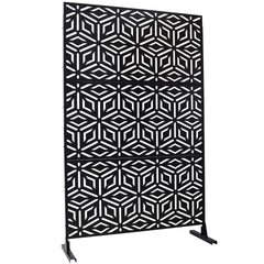 Outdoor & Indoor Privacy Screen Metal Privacy Screen 76" H×48" W, Freestanding Decorative Privacy Screen for Deck Balcony Patio, Privacy Fence Panels for Outside Lawn Garden PS115 BLACK