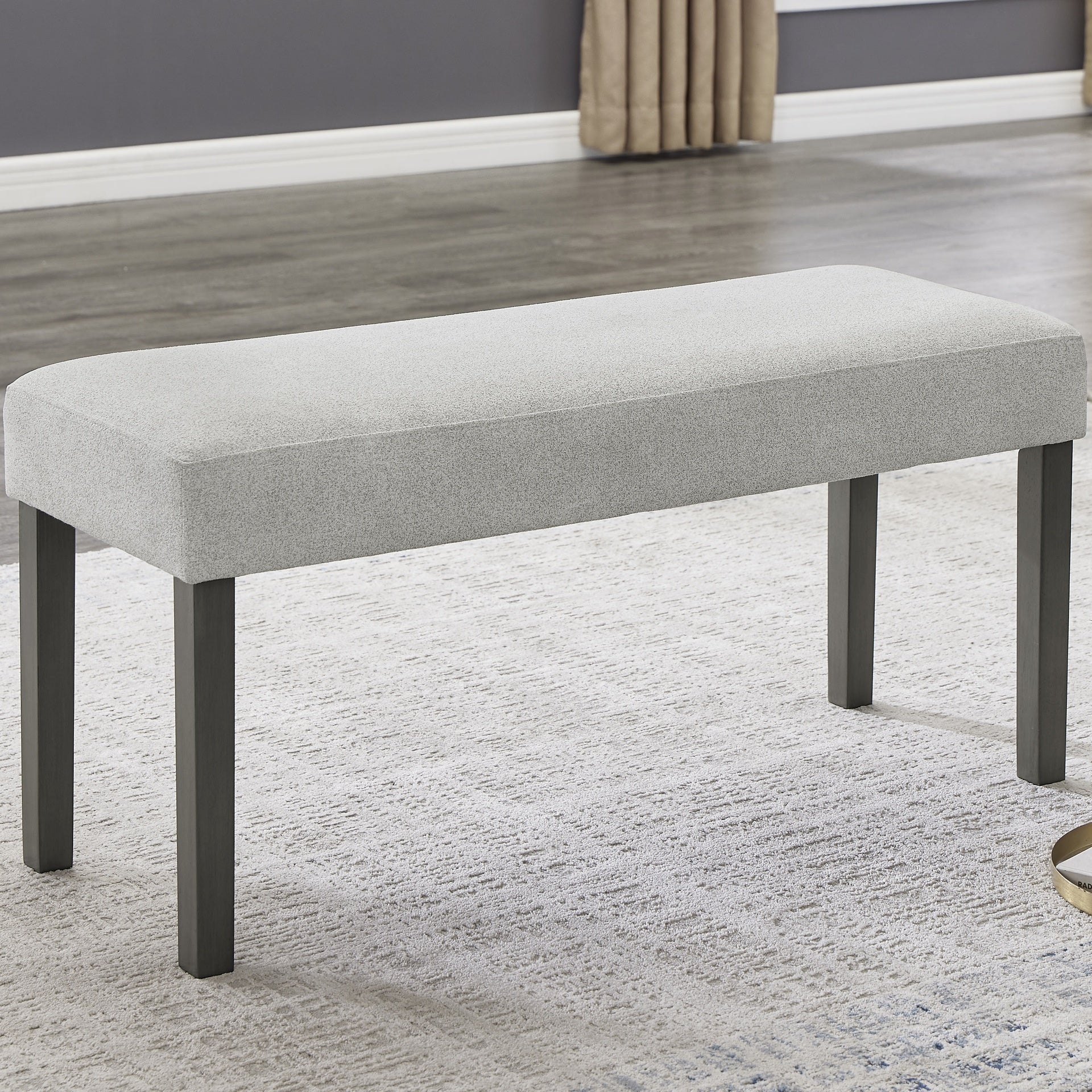 Luna Light Gray Fabric Upholstered 40" Bench with Dark Gray Wood Frame – Modern Entryway & Bedroom Seating