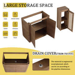 36'' Freestanding Bathroom Vanity with Ceramic Sink & 2-Soft-Close Door and Side Cabinet , KD-Packing, Plywood