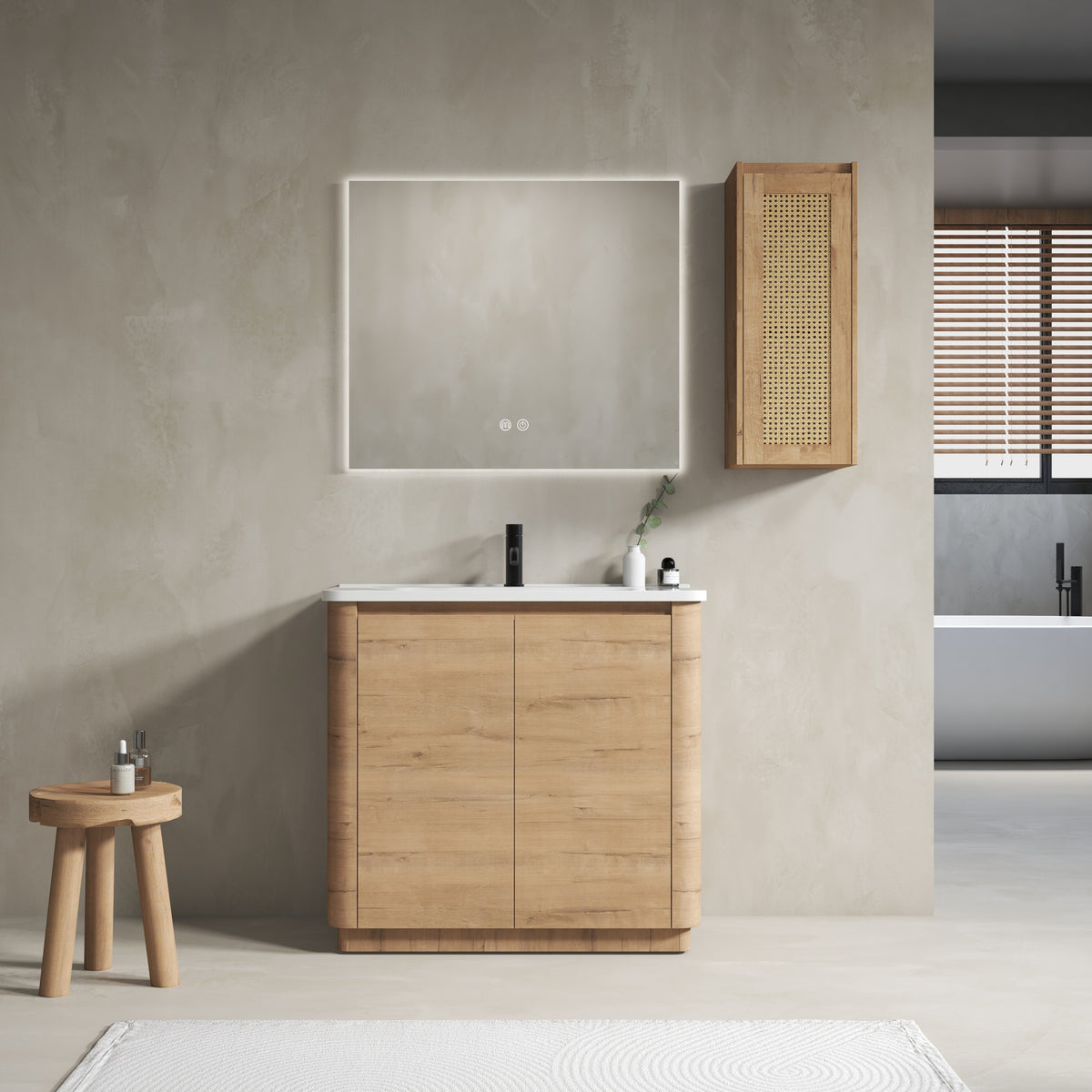 36'' Freestanding Bathroom Vanity with Ceramic Sink & 2-Soft-Close Door and Side Cabinet , KD-Packing, Plywood