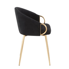 Claire Contemporary/Glam Chair in Gold Metal and Black Velvet by LumiSource - Set of 2