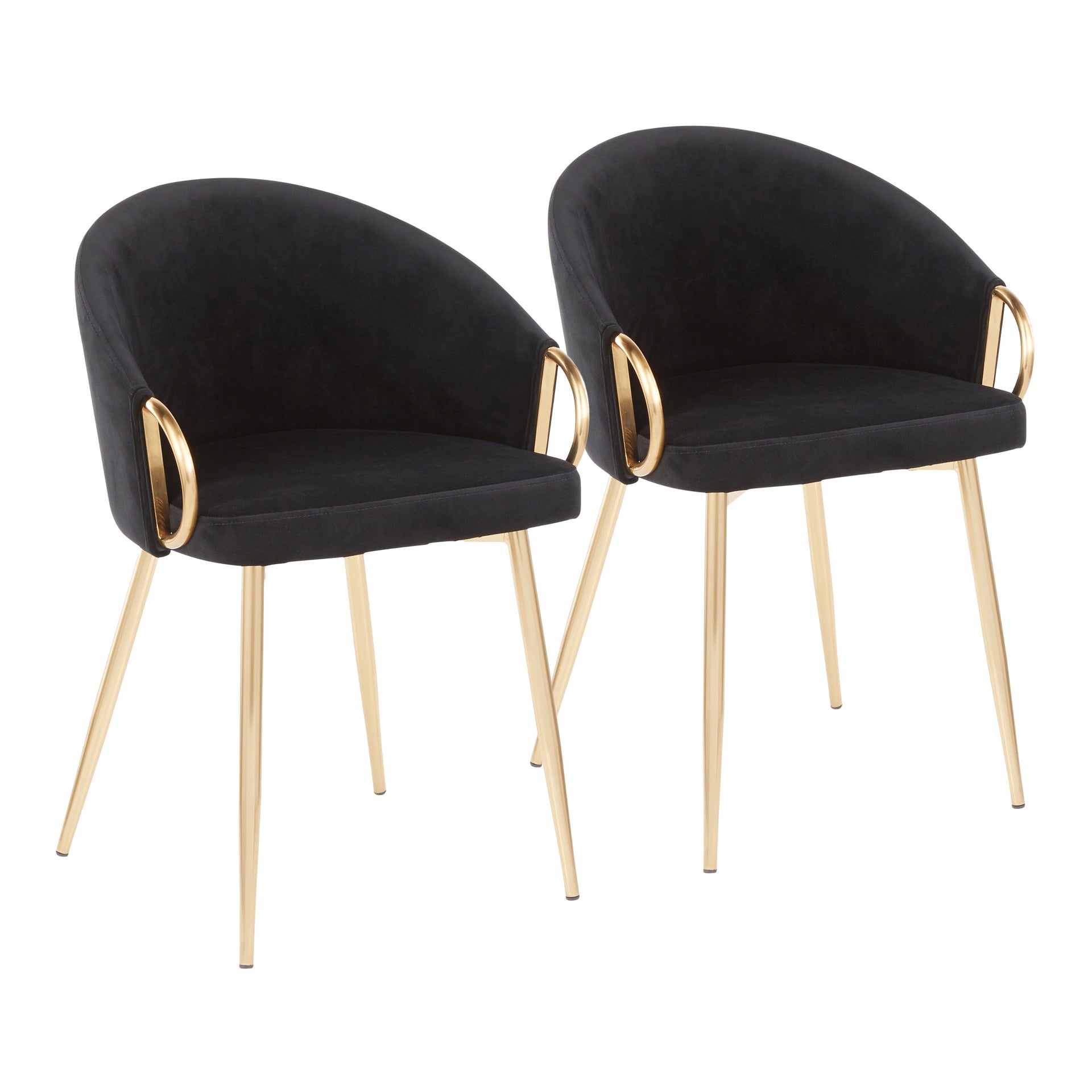 Claire Contemporary/Glam Chair in Gold Metal and Black Velvet by LumiSource - Set of 2