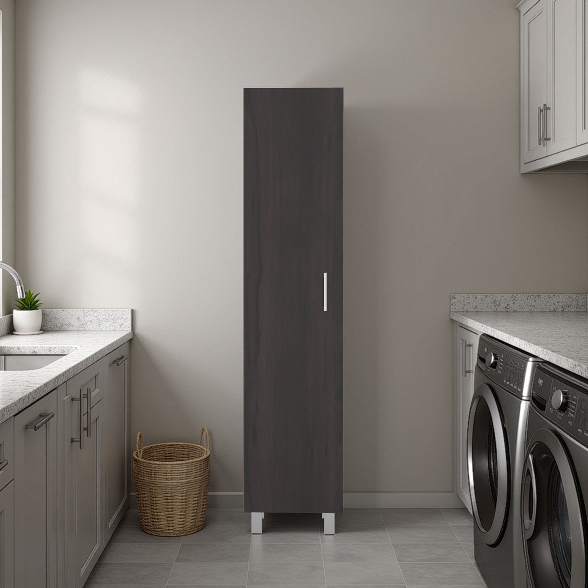 Vintro Freestanding Storage Cabinet with Internal Storage Shelves, Tall Single Door, 4 Interior Shelves, Metal Handle and Legs