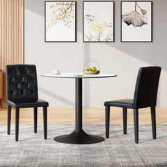 2-pack black PU dining chairs: ergonomic buckle backrest, 35 inches high, black metal legs,Combines Comfort and Texture.Perfectly suitable for family dining rooms, hotel banquet halls,etc.