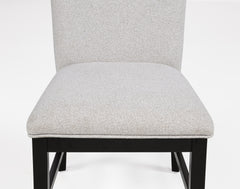 2pc Light Gray Upholstered Chairs Soft Neutral Tone Dark Finish Legs Wooden Dining Room Furniture