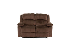 Modern 2pc Living Room Set 1x Loveseat 1x Recliner Suede Padded Cushion Back Pillow Arms Metal Reclining Chocolate Finish Primary Living Room Furniture
